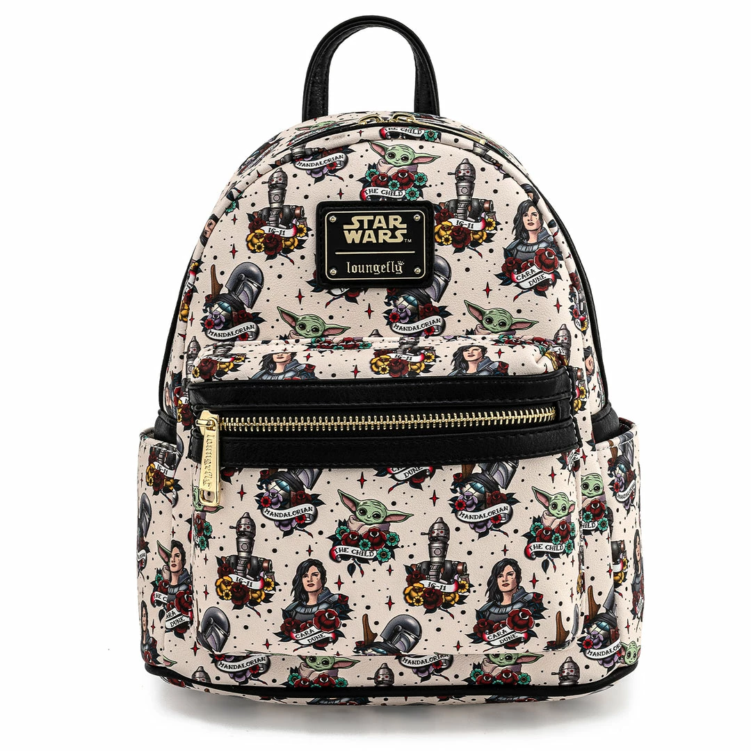 Grotto Treasures Exclusive - Loungefly Star Wars The Mandalorian Tattoo Print Mini Backpack Exclusives