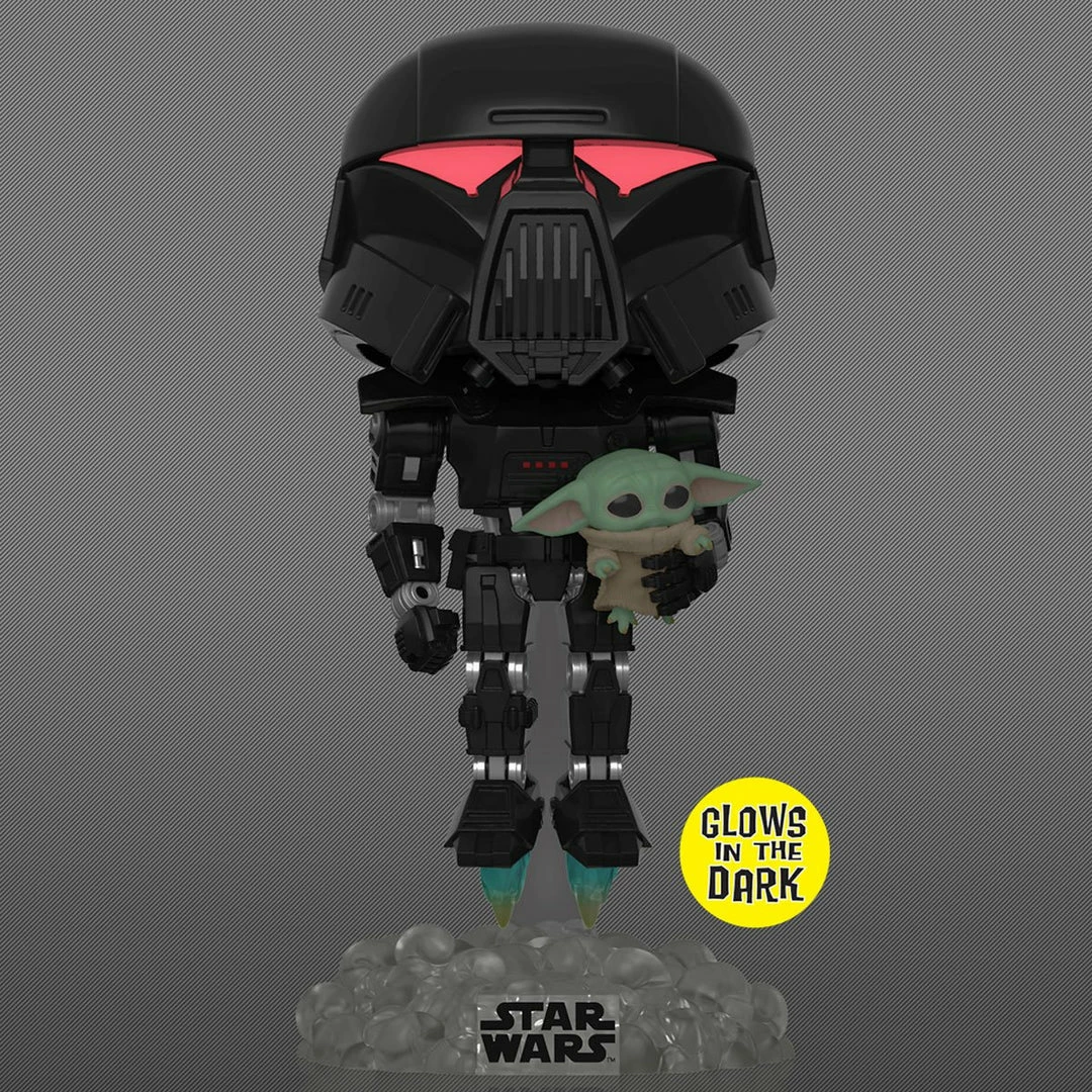 Funko Star Wars: The Mandalorian Dark Trooper W/Grogu Glow In The Dark Pop! Vinyl Figure Exclusive